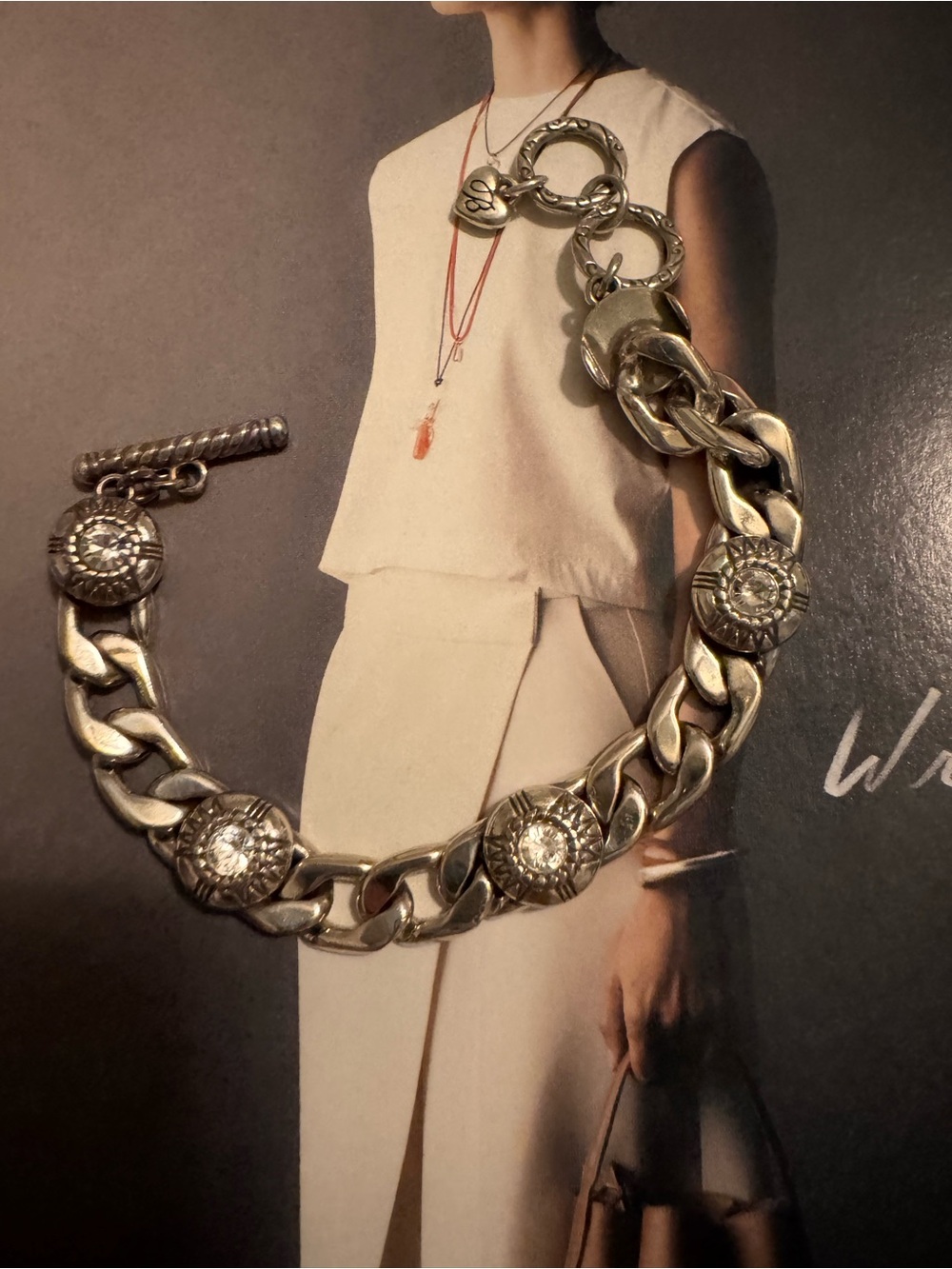 Brighton Silver-Tone Crystal Medallion Link Bracelet - Picture 3 of 3